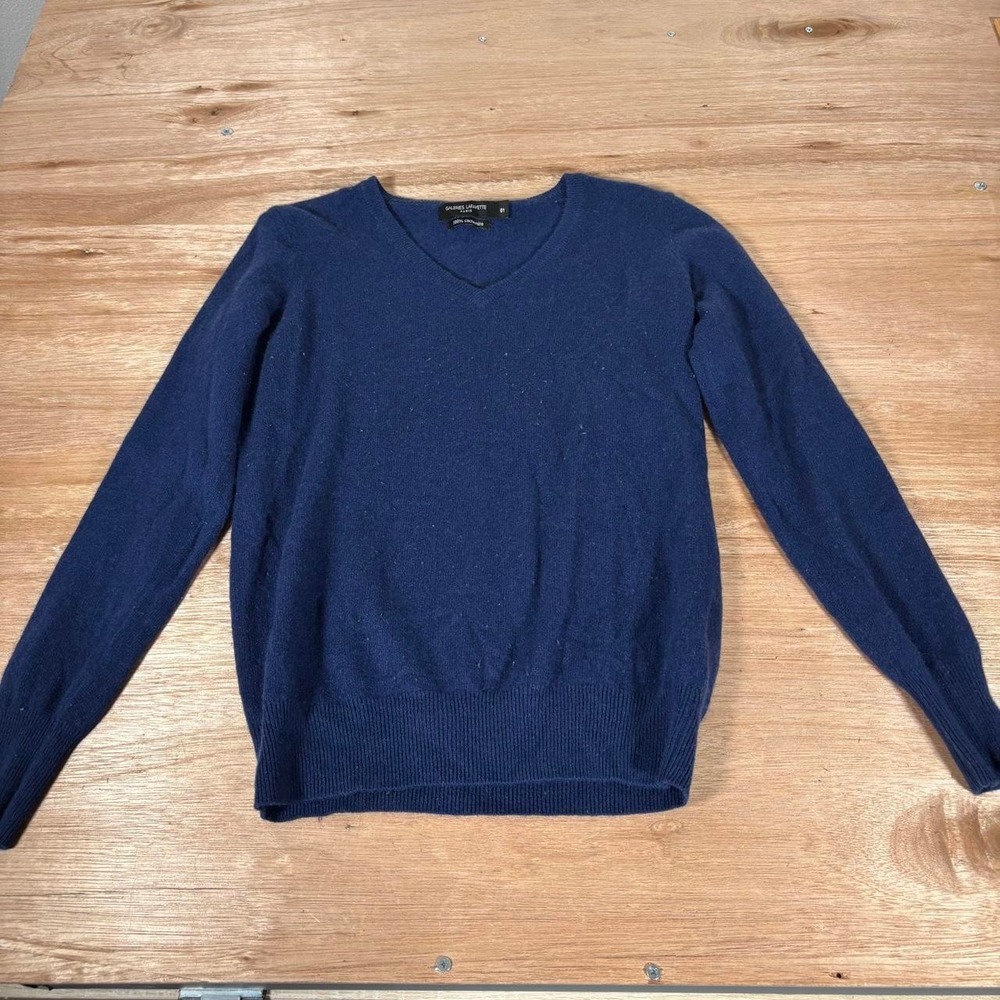 Galeries Lafayette Paris Blue Cashmere Pull-over Sweater Size S